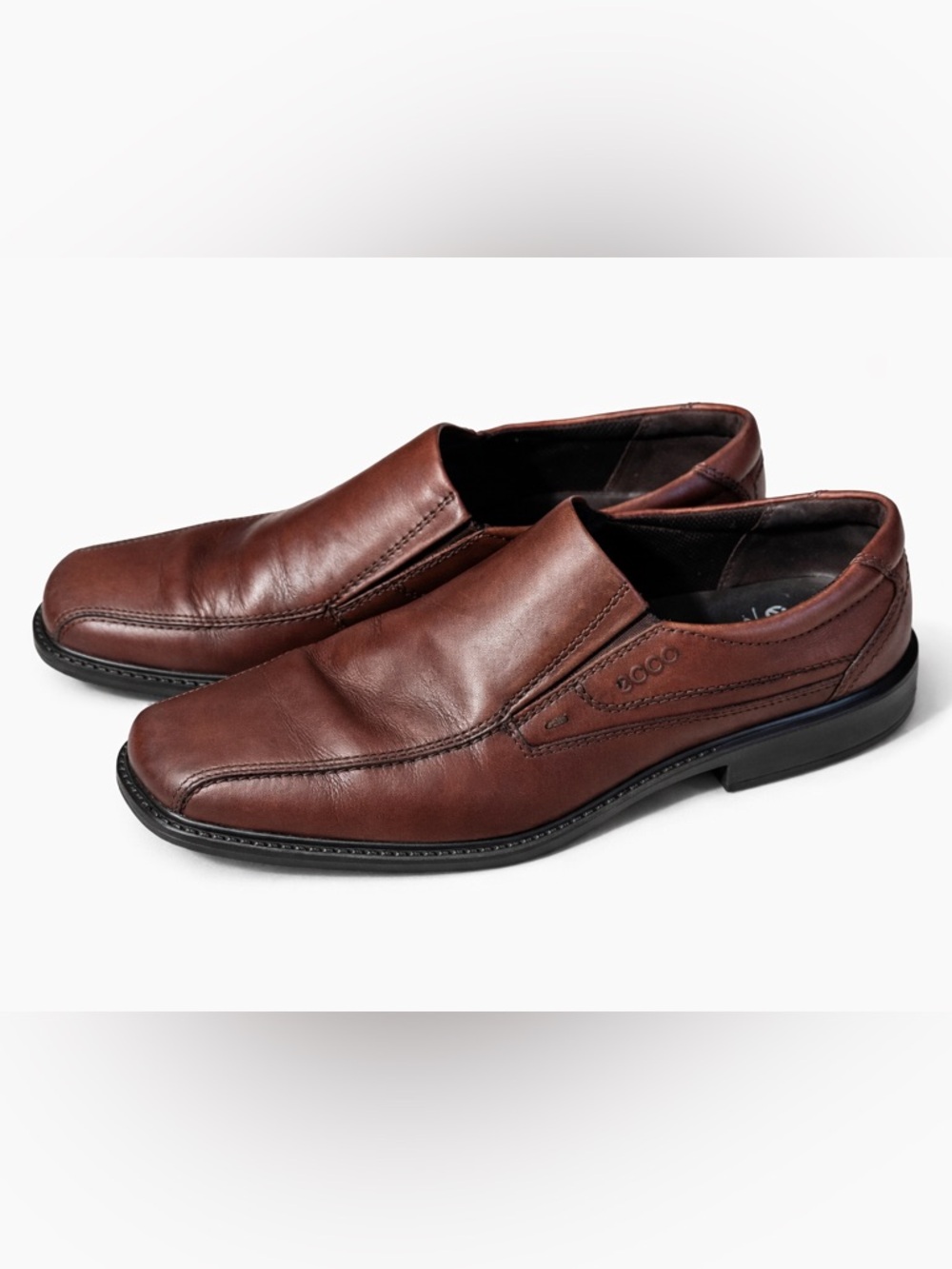 ECCO Helsinki Men’s Brown Leather Slip On Loafers Comfort Dress Shoes EU 42